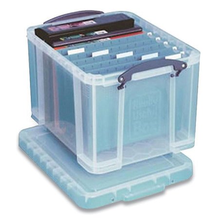 REALLY USEFUL BOX Stackable File Box Legal Files, Clear & Blue Accents 32CL